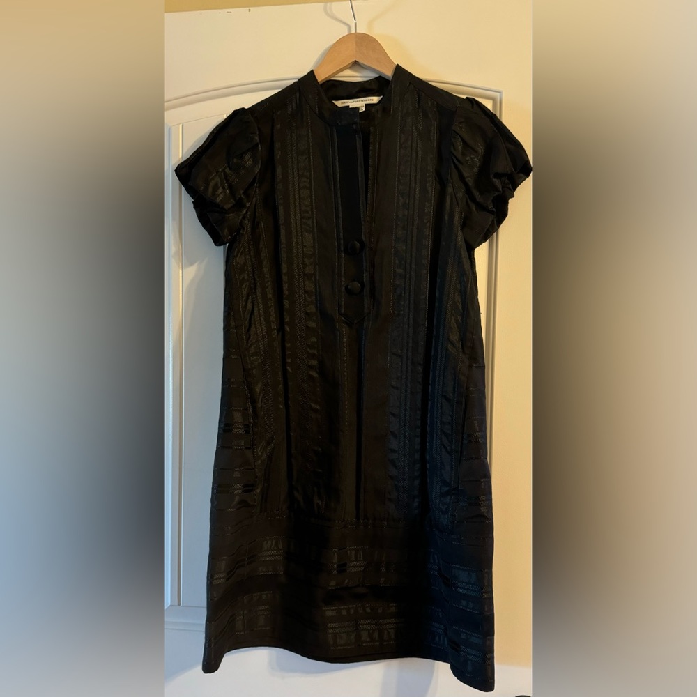 Diane von Furstenberg black brocade dress